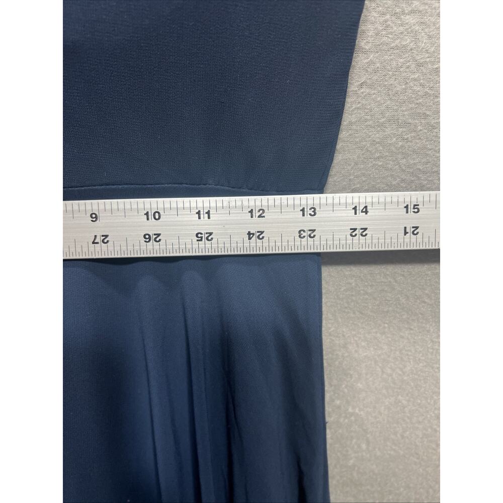 Jenny Yoo Collection Navy Deep V Neck Pleated Chiffon Maxi Dress Gown Sz 4 $285 - Picture 14 of 15